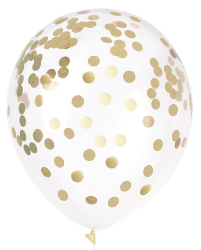 Foil Confetti Filled 12in Clear Latex Balloons 6ct