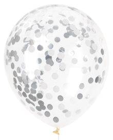 Foil Confetti Filled 12in Clear Latex Balloons 6ct