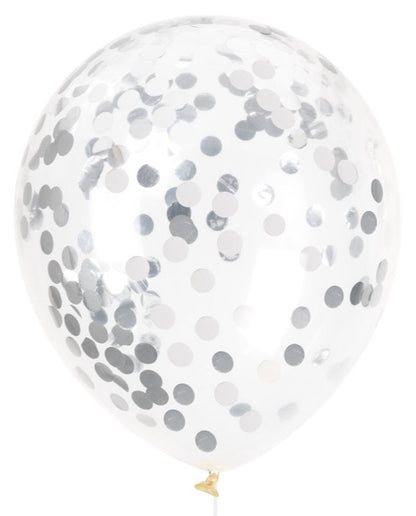 Foil Confetti Filled 12in Clear Latex Balloons 6ct
