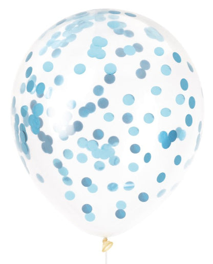 Foil Confetti Filled 12in Clear Latex Balloons 6ct