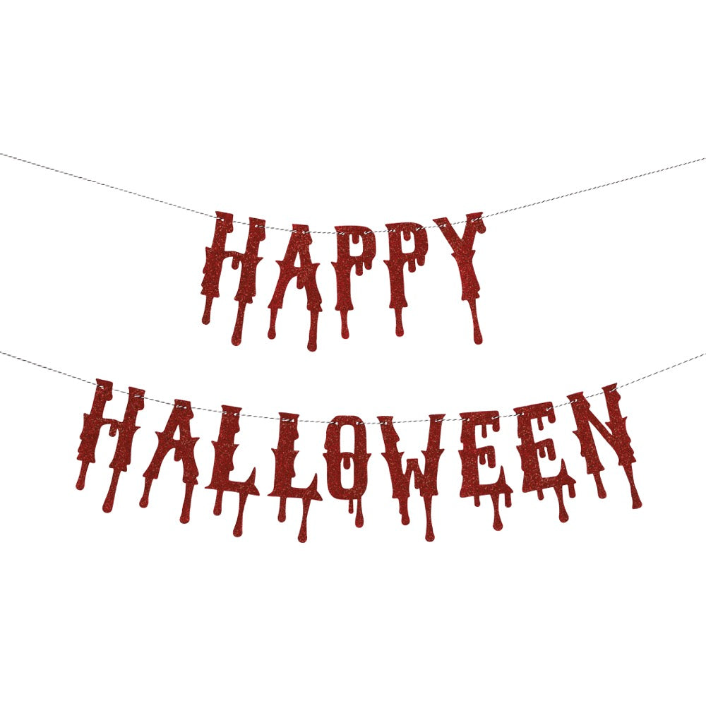 Red Glitter Happy Halloween Diecut Banner 2pc