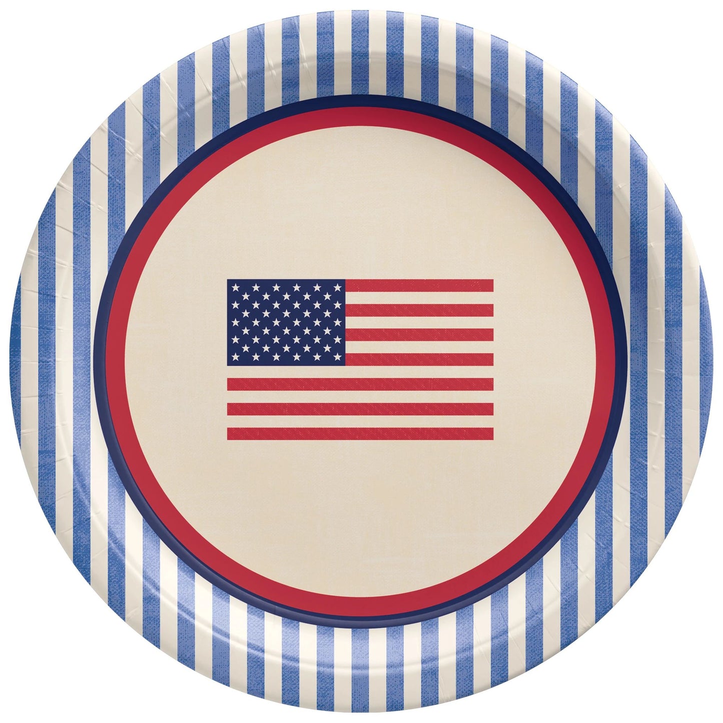 Americana Stripe Round 7in Plates 8ct