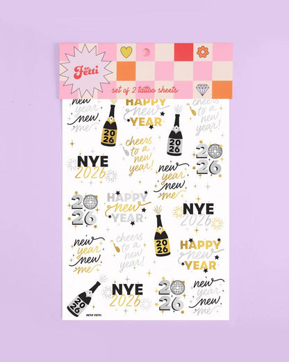 Metallic NYE Tats - 40 foil temporary tattoos New Years Eve