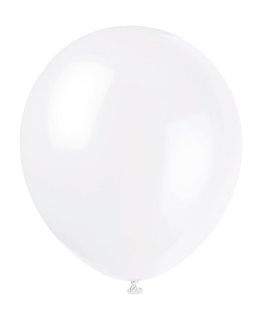 12in Packaged Latex Balloons 10ct - White