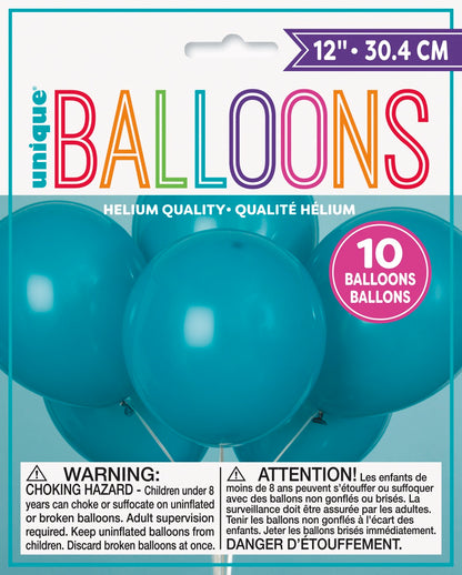 12in Packaged Latex Balloons 10ct - Teal