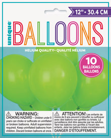 12in Packaged Latex Balloons 10ct - Lime Green
