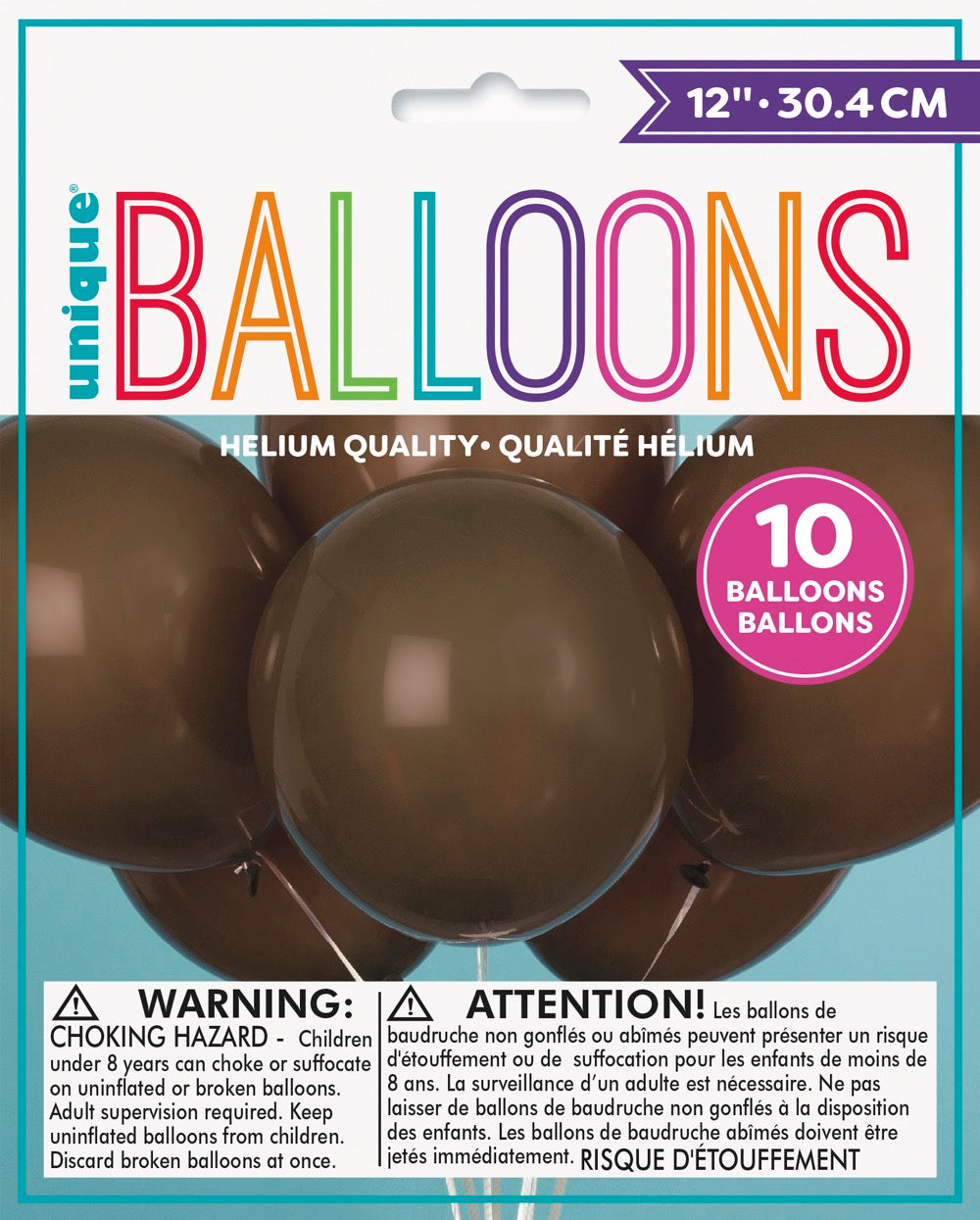 12in Packaged Latex Balloons 10ct - Brown