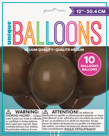 12in Packaged Latex Balloons 10ct - Brown