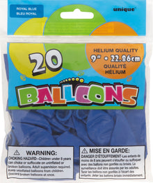 9in Packaged Latex Balloons 20ct - Royal Blue