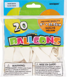 9in Packaged Latex Balloons 20ct - Snow White