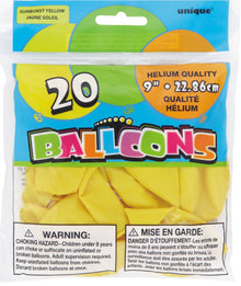 9in Packaged Latex Balloons 20ct - Sunburst Yellow
