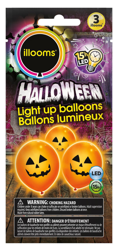 Ghost Light Up Balloons 9in 3ct