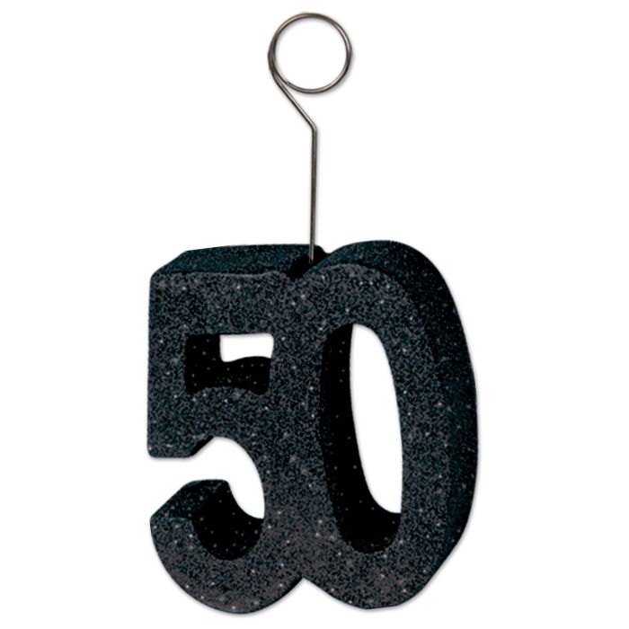 Glittered "50" Photo/Balloon Holder