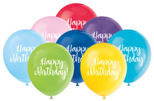 Script Happy Birthday 12in Latex Balloons 8ct