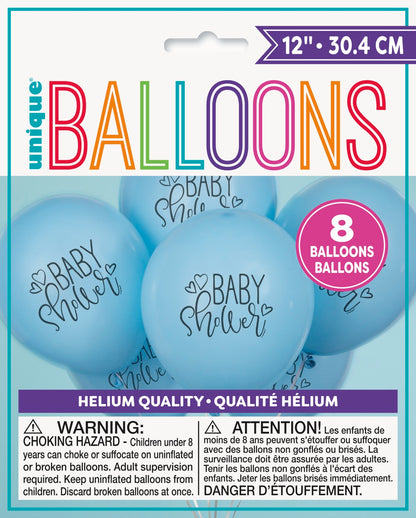 Blue Baby Shower 12in Latex Balloons 8ct
