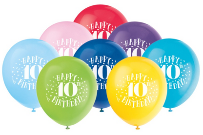 Number Birthday 12in Latex Balloons 8ct