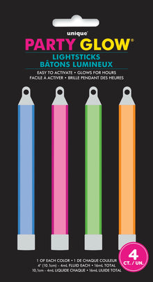 Glow Light Sticks - Assorted Colors 4in 4ct