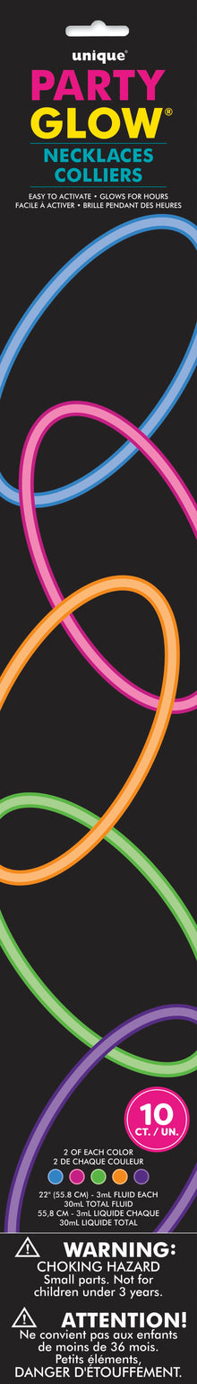 Glow Necklaces - Assorted Colors 22in 10ct