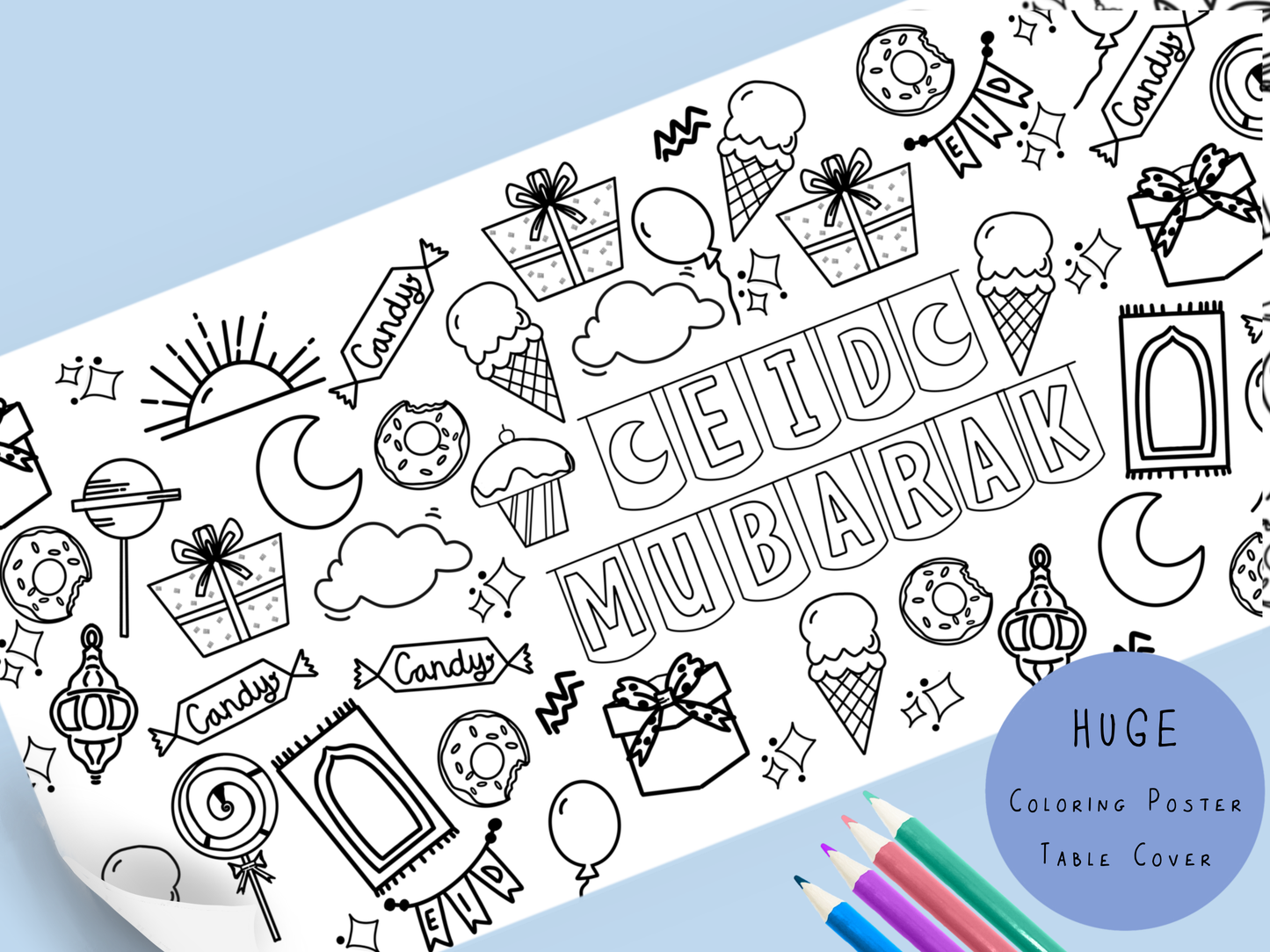 Huge Ramadan  Coloring Poster | Coloring Table Cover