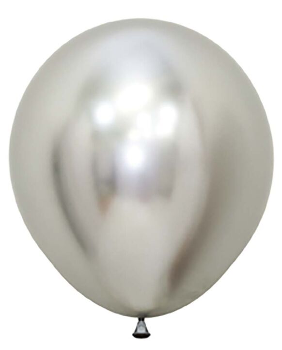 18in Helium Inflated Latex Balloon - Reflex Silver