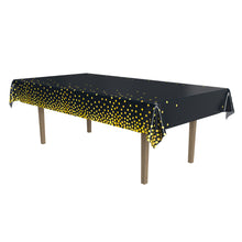 Metallic Black & Gold Polka Dots Table Cover 54" x 108"