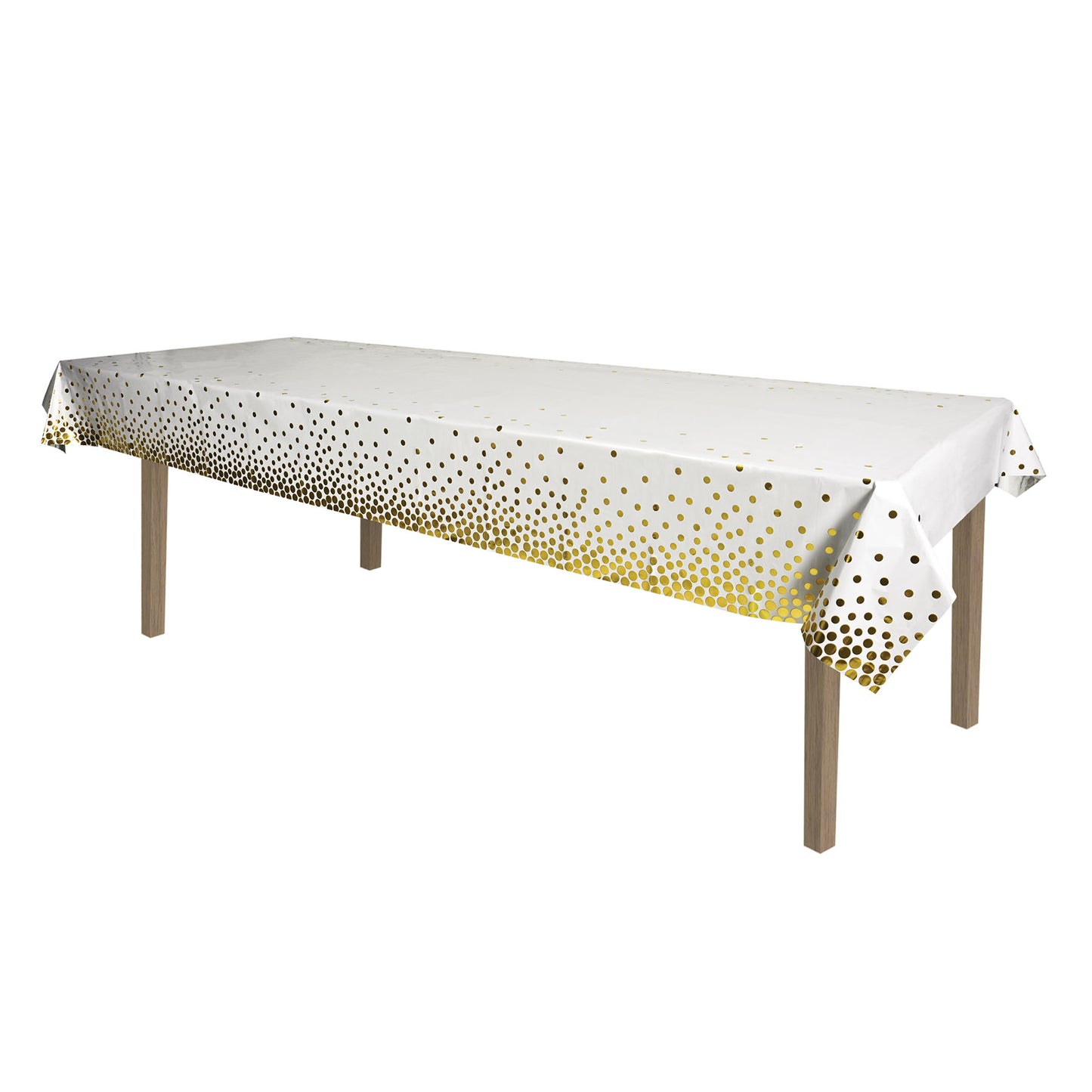 Metallic Gold Polka Dots Table Cover 54" x 108"