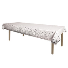 Metallic Silver Polka Dots Table Cover 54" x 108"