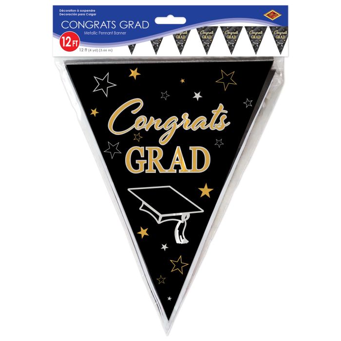 Metallic Congrats Grad Pennant Banner