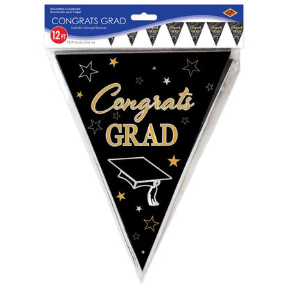 Metallic Congrats Grad Pennant Banner