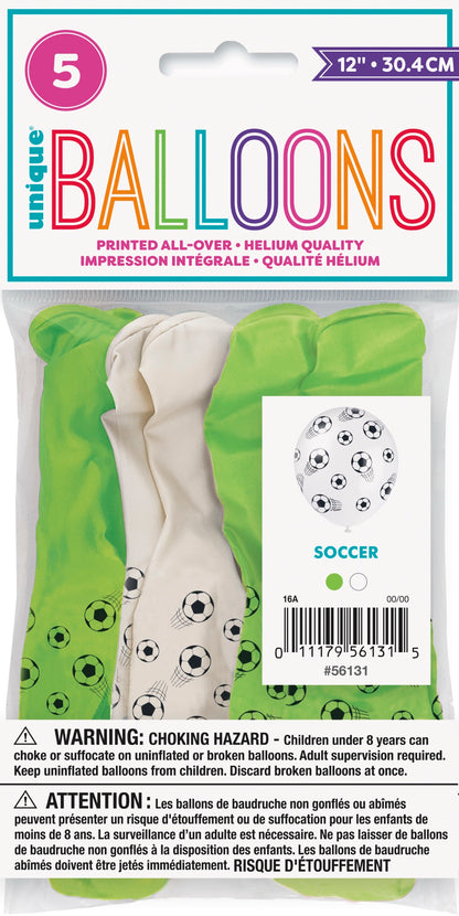 3D Soccer 12in Latex Balloons 5ct