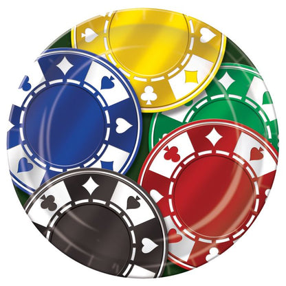 Poker Chips 9in Dinner Plates 8ct