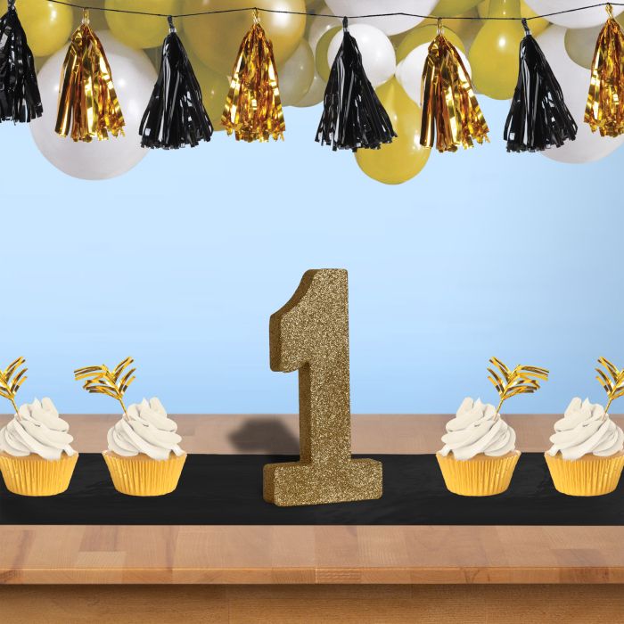 3-D Glittered Gold Number Centerpiece