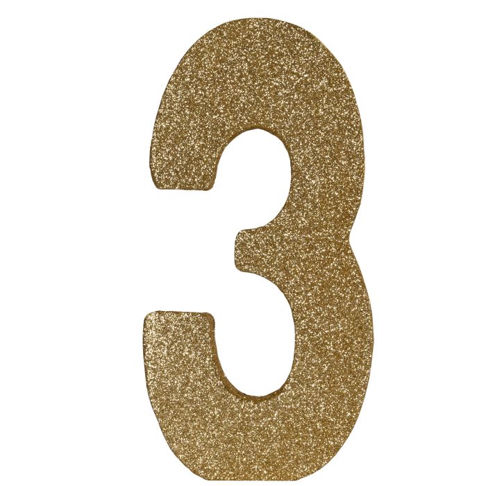 3-D Glittered Gold Number Centerpiece