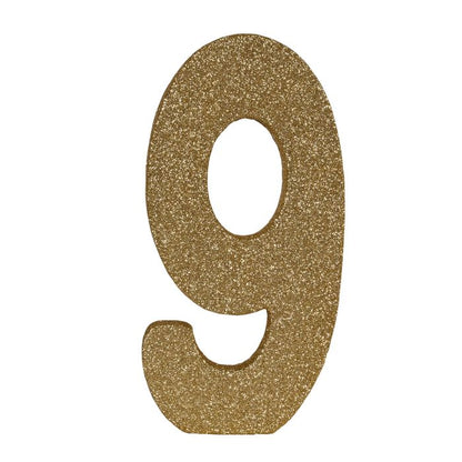 3-D Glittered Gold Number Centerpiece