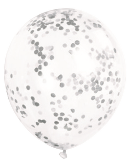 Tissue Confetti Filled 12in Clear Latex Balloons 6ct