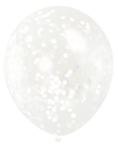 Tissue Confetti Filled 12in Clear Latex Balloons 6ct