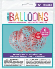 Tissue Confetti Filled 12in Clear Latex Balloons 6ct