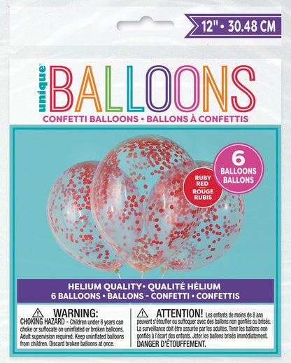 Tissue Confetti Filled 12in Clear Latex Balloons 6ct