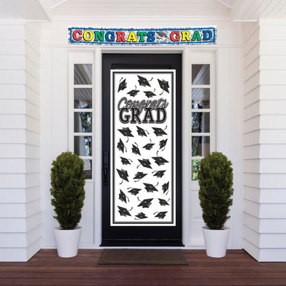 Congrats Grad Door Cover - Black