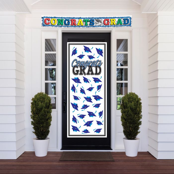 Congrats Grad Door Cover - Blue