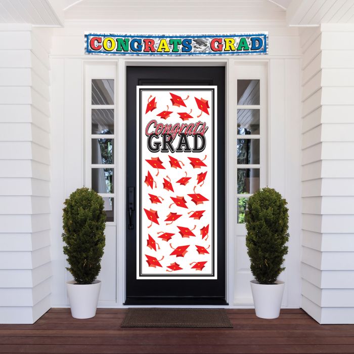 Congrats Grad Door Cover - Red