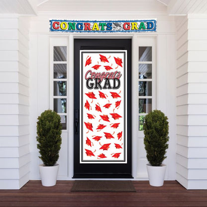 Congrats Grad Door Cover - Red