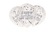 Glitz Black Happy Birthday Clear Balloons with Confetti