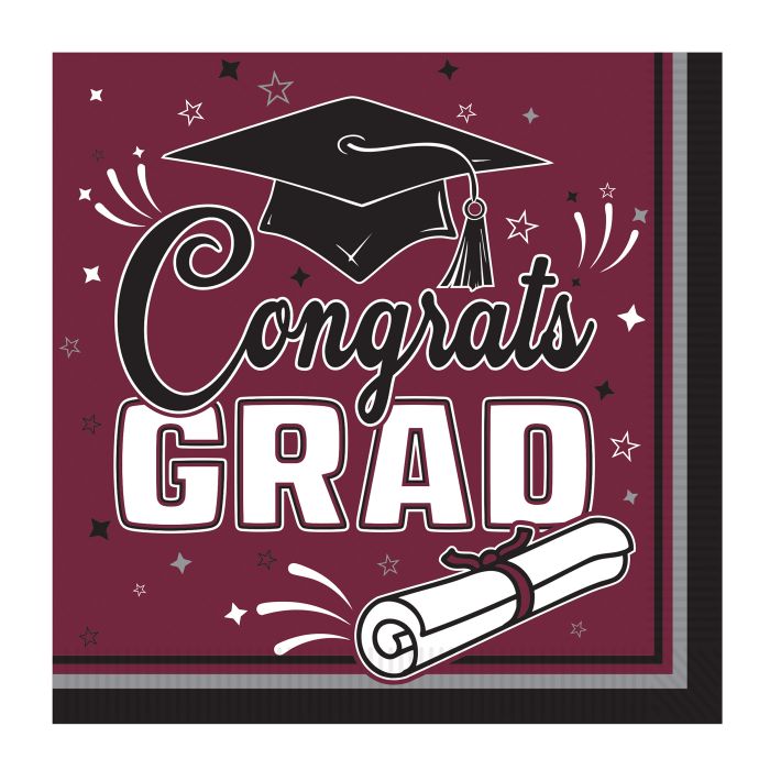 Congrats Grad Burgundy Lunch Napkins 36ct