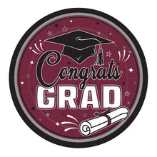 Congrats Grad Burgundy 9in Plates 18ct