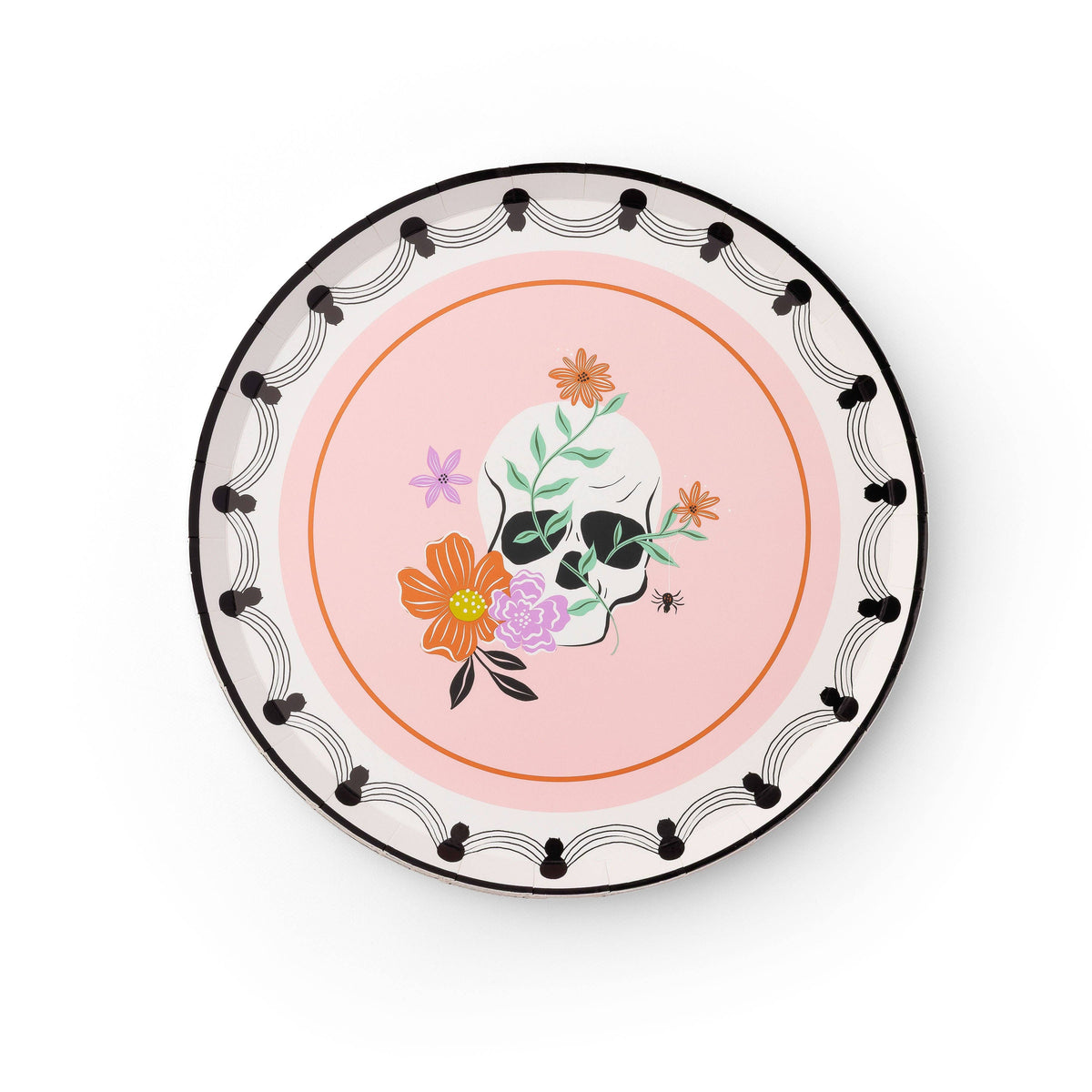 Floral Skulls Halloween Dessert Plates (Set of 8)
