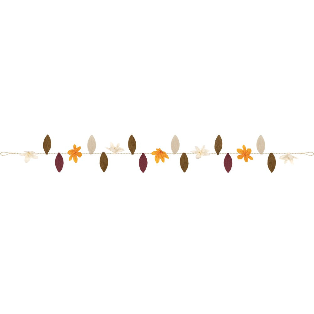 Fall Floral Leaf Crepe Paper Garland 6 ft
