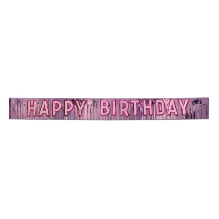 Metallic Happy Birthday Banner - Pink