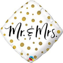 Mr and Mrs Gold Dots 18in Mylar Balloon