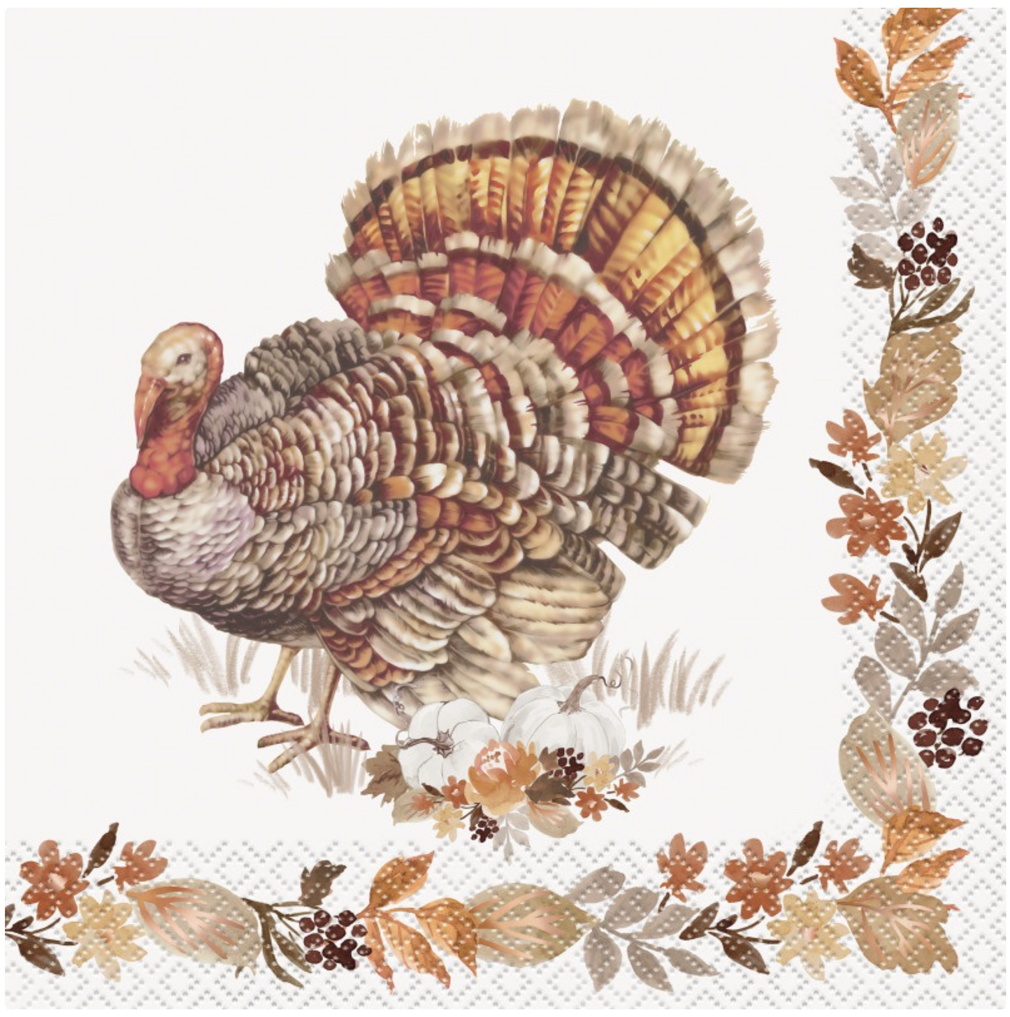 Thankful Harvest Turkey Foil Lunch Napkins 16ct